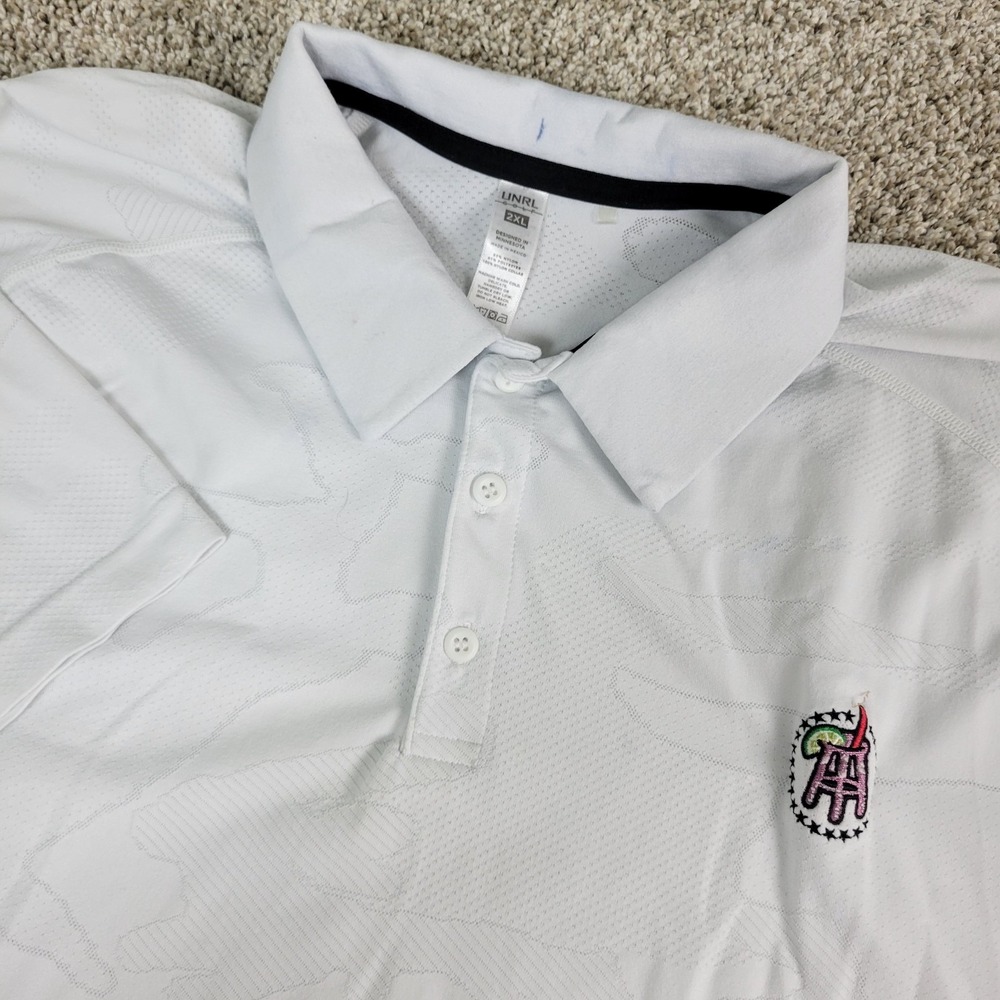 UNRL Barstool Mens 2XL Solid White Performance Stretch Golf Polo Short Sleeve‎